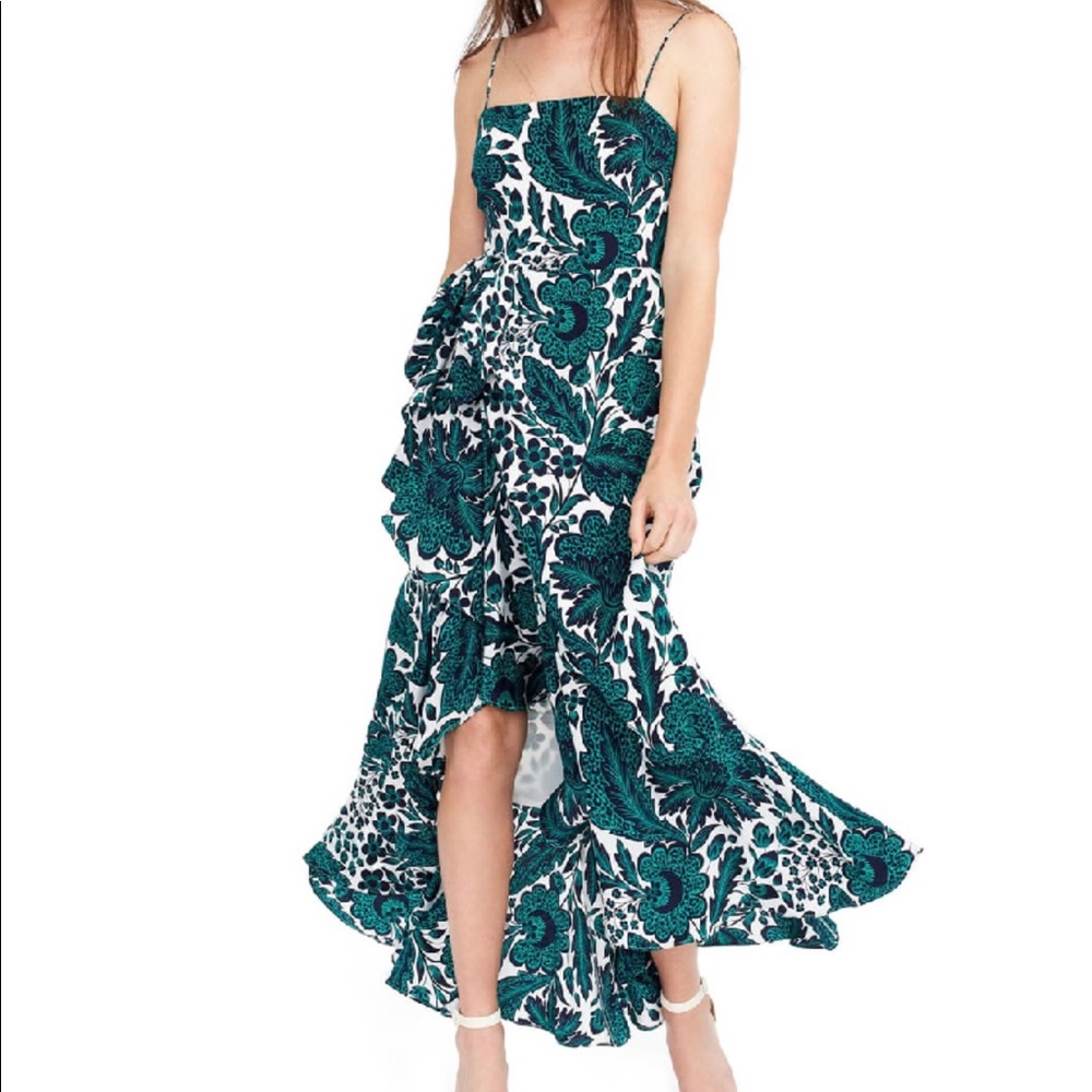 J.Crew Ruffle High/Low Silk Dress